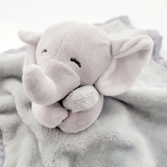 Carter's Gray Elephant Lovey Baby Security Blanket Plush Satin Edge 14" x 14" - Picture 2 of 12
